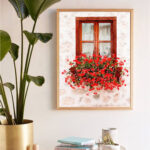 Digital Watercolour Artwork - Cherry Window