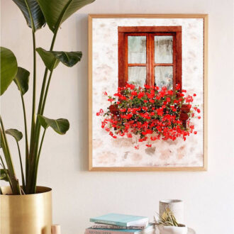 Digital Watercolour Artwork - Cherry Window