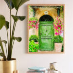 Digital Watercolour Artwork - Green Arch Door