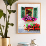Digital Watercolour Artwork - Green Window