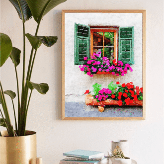 Digital Watercolour Artwork - Green Window