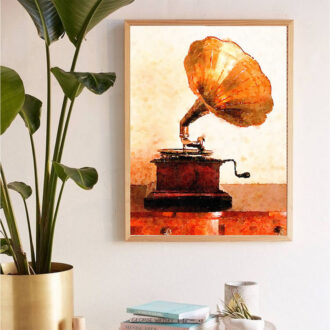 Digital Watercolour Artwork - Vintage Gramophone