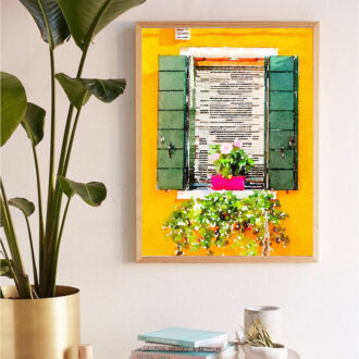 Digital Watercolour Artwork - Flower Pot With Green Window