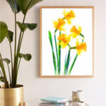 Digital Watercolour Artwork - Yellow Blossom