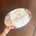 Oval 3D Flowers name plate