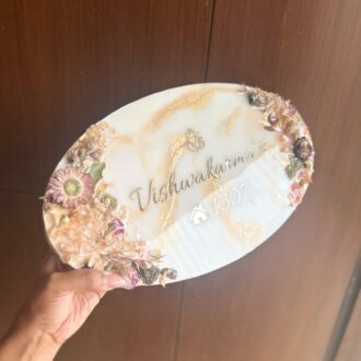 Oval 3D Flowers name plate