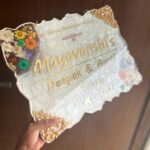 both side flowers resin name plate