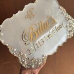 Pearls and glitters resin name plate