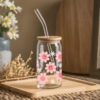 Glass Tumbler (Happy Flowers)