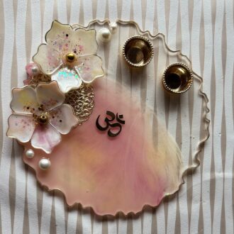 3D Flowers Pink Shaded Pooja Thali