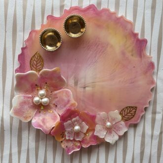 3D Flowers Pink Shaded Pooja Thali 2