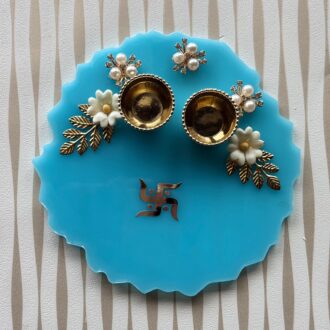 Sky Blue Floral Pooja Thali