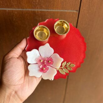 Red Floral Pooja Thali