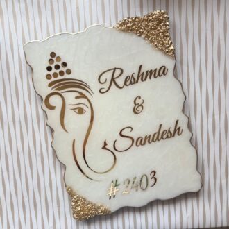 Ganesha Safed Name Plate