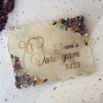 3D Flowers name plate 2 White and green shaded