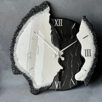 Fluid Geode B&W Wall Clock